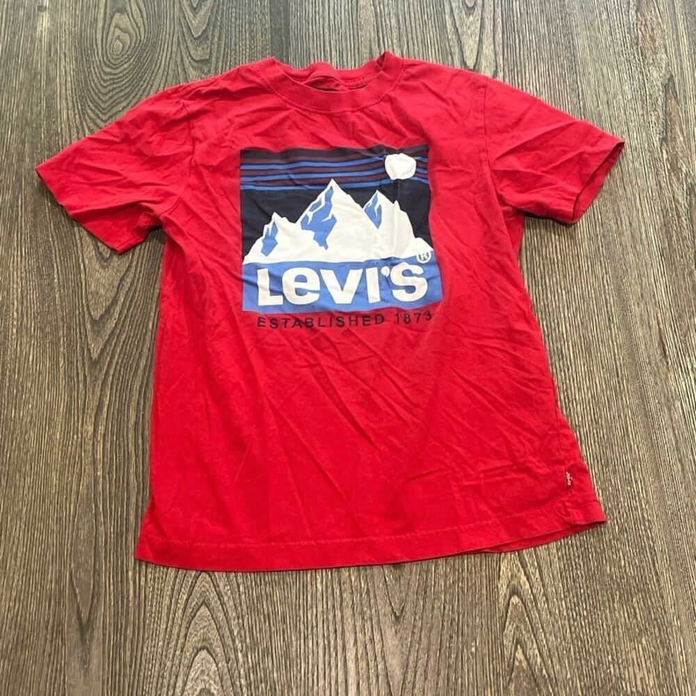 Levi's Youth Boys Graphic Print T-Shirt Top Short Sleeve Pullover Red Size 10-12